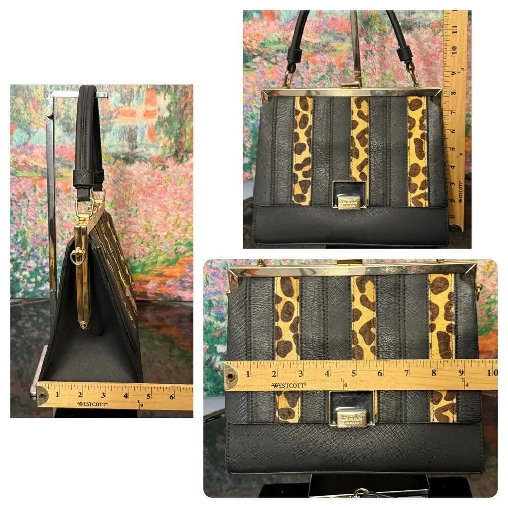 VGUC Dune London Black Faux Leather/Calf Hair Handbag w/ Strap